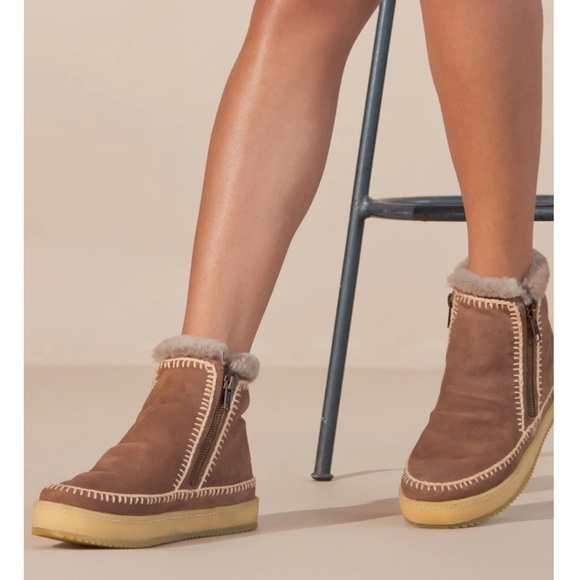 Free people NWT Laidback London Shearling setsu Camel suede Ankle Boot Best❤️🌈 - Picture 5 of 12